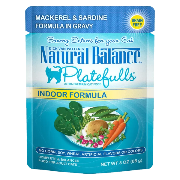 - Cat food for picky eaters Natural Balance Platefulls Indoor Mackerel & Sardine Formula in Gravy Cat Food Pouch - Cat food for picky eaters Natural Balance Platefulls Indoor Mackerel & Sardine Formula in Gravy Cat Food Pouch